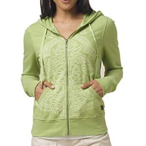 PrAna Mandie Green Paisley Zip Up Hoodie EUC sz M